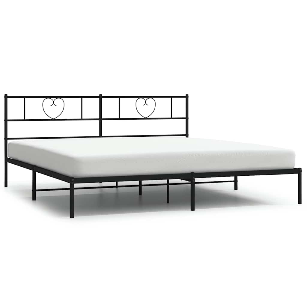 Metal Bed Frame with Headboard Black 180 x 200 cm