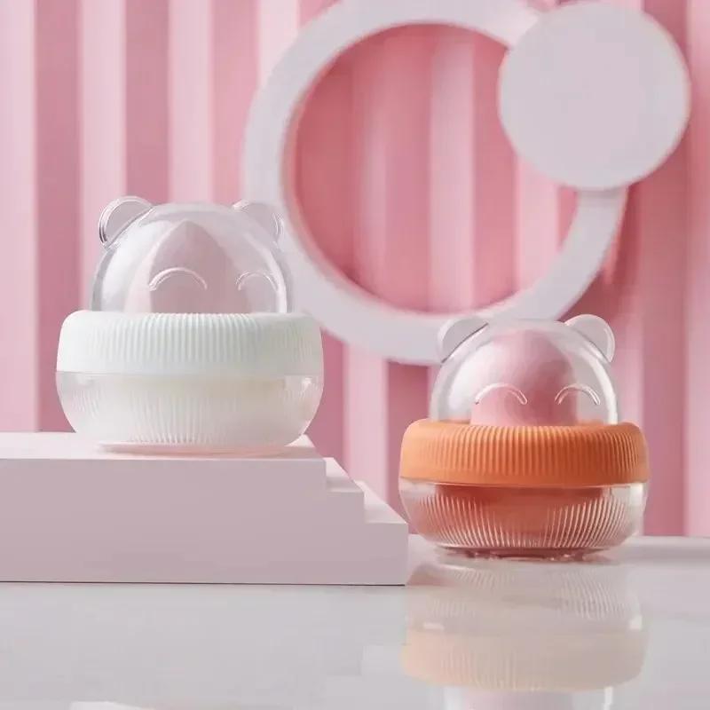 Beauty Egg Storage Box Cute Little Bear Portable Sponge Breathable Powder Puff Makeup Eggs Makeup Dust Cleaning Boxs