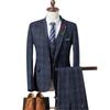 2024 Men's British Slim Plaid Three-Piece Suit: Trendy Autumn/Winter Fashion