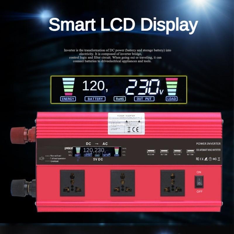 4000 Вт/5000 Вт Портативный автомобильный инвертор Бытовой ЖК-дисплей Интеллектуальный дисплей Преобразователь напряжения Инвертор с модифицированной синусоидой