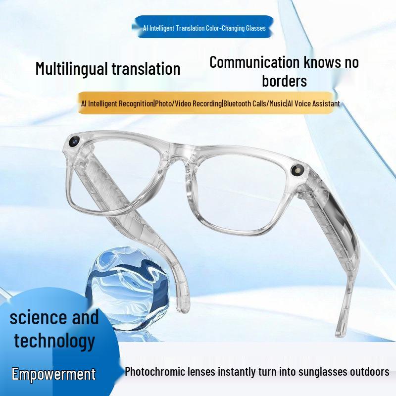AI Smart Glasses: Voice-Controlled, Color Changing, Translation, Photo & Video Capable