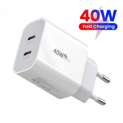 Зарядное устройство USB C, 40 Вт, быстрая зарядка, QC 3,0, двойное зарядное устройство PD, тип C, адаптер для быстрого зарядного устройства для iPhone, Xiaomi, Samsung, Huawei, телефона
