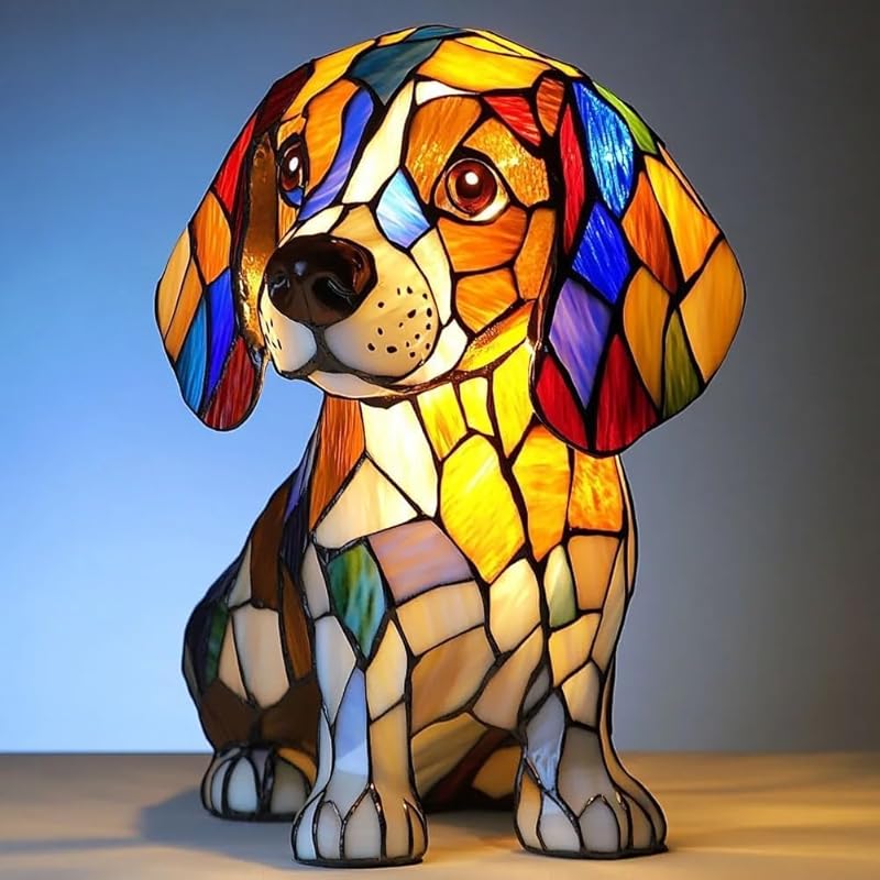 Витражная лампа в виде корги, ночник с изображением собак и кошек, подарки для бассет-хаундов, витражная лампа с изображением кошек, винтажный ночник с изображением животных для домашнего декора