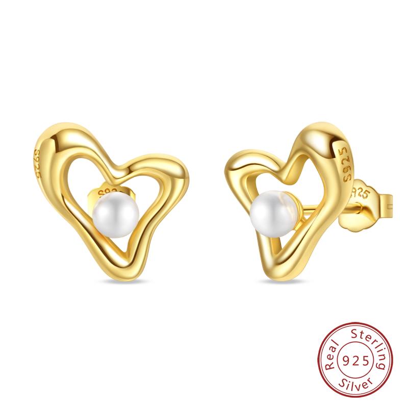 Luxury Golden Conch Starfish Pearl Ear Studs 925 Silver Butterfly Heart Shaped Pendants Pearl Earrings For Women Party Jewelry