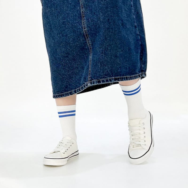 YELLOWSOCKS 2 LINE BLUE