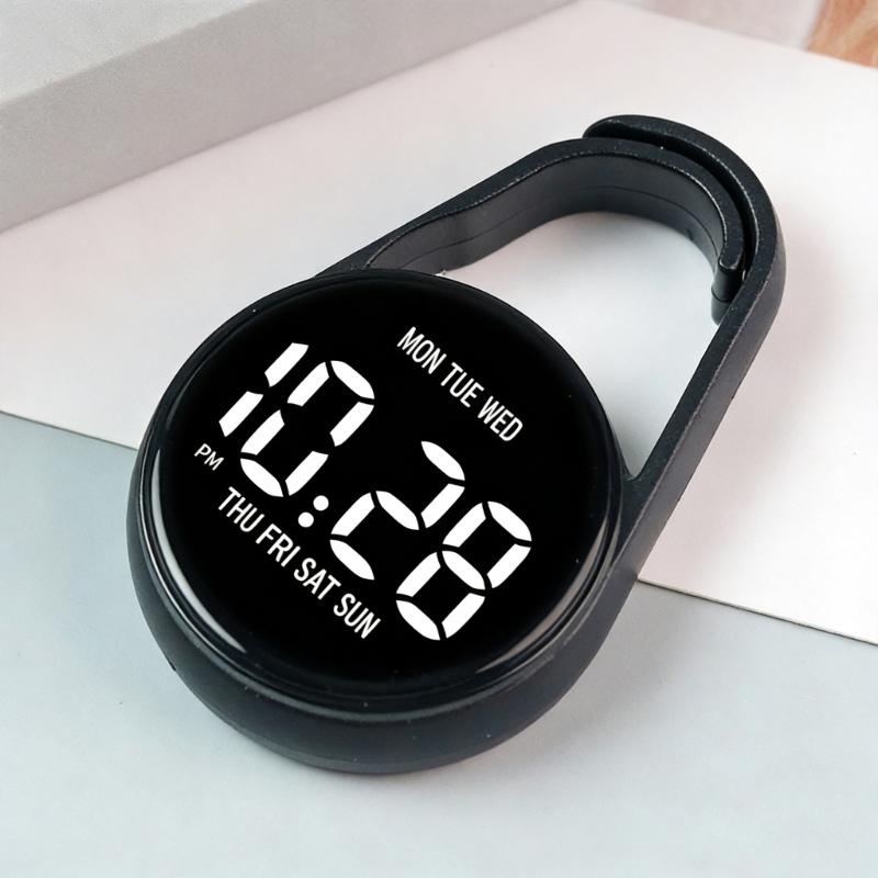 Touch Control Digital Pocket Watch Keychain Clip For Students Accurate Time LED Display Electronic Clock Accessories