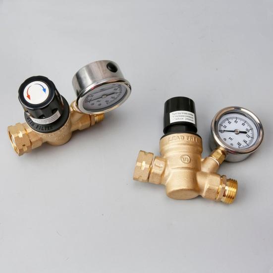 Клапан регулятора давления воды, латунный бессвинцовый регулируемый редуктор давления воды с манометром для