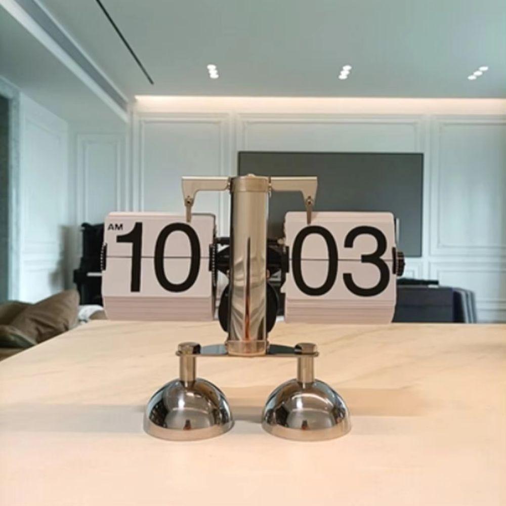 Mechanical Vintage Metal Clock Nordic Style Page Turning Clock Automatic Flip Clock Desktop