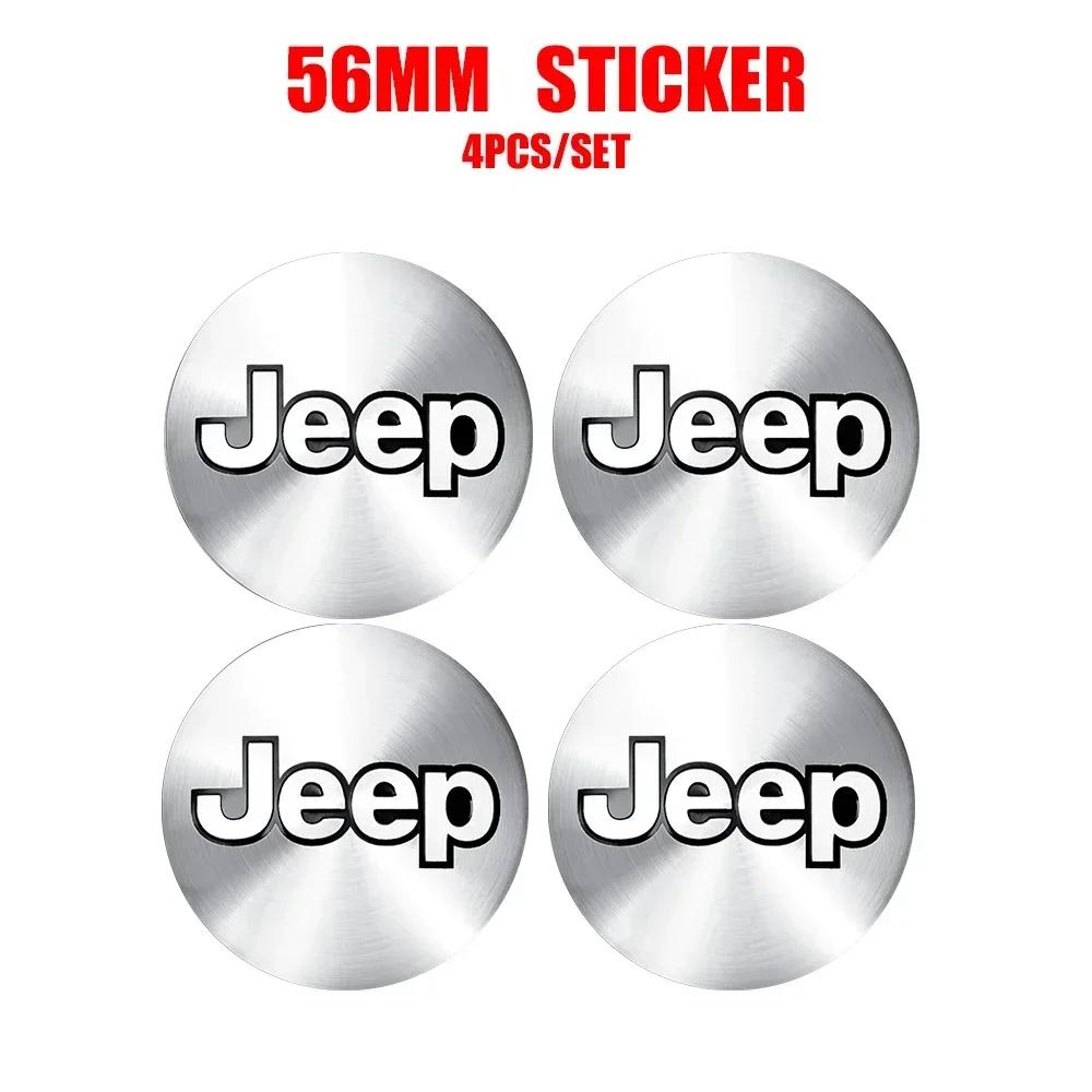 4Pcs Car Wheel Rim Center Hubcap Sticker Styling for Jeep Compass Patriot Grand Cherokee Wrangler JL Commander Renegade Liberty AMV1