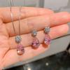 Jewelry Tide Simulation Pink Diamond Drop Pendant Drop Earrings Set 8 * 12
