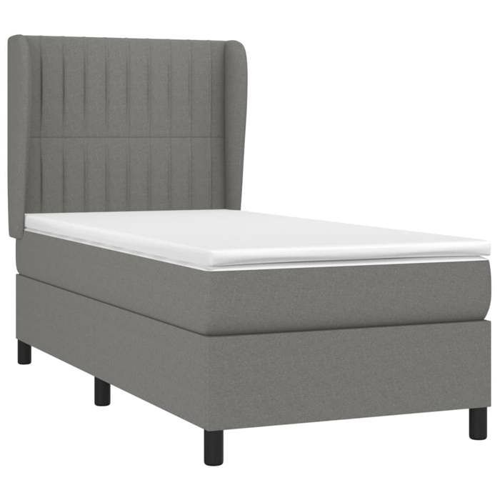 Maison Exclusive - Sommier à lattes de lit avec matelas Gris foncé 90x200 cm Tissu