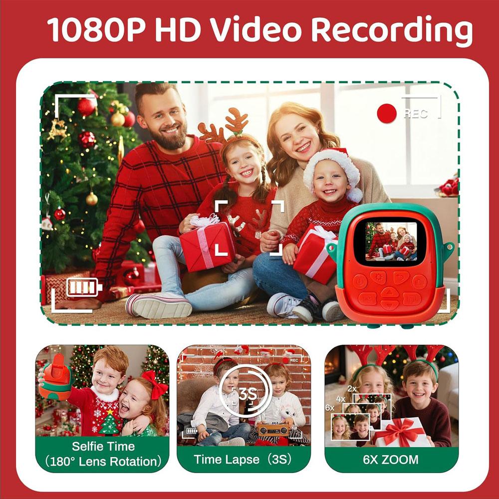 Детская 1080P Рождественская камера карманная камера для печати в любое время Рождество Хэллоуин Подарок на День Рождения для Мальчиков/Девочек