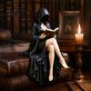 Мистическое Украшение для Книжной Полки, Статуэтка Готического Читателя, Скелет в Капюшоне из Смолы, Сидящая Статуэтка Книги, Аксессуары для Комнаты в Стиле Dark Academia для Книжной Полки, Стола