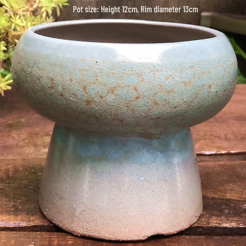 Medium Handmade Ceramic Footed Planter: Breathable, Colored Glaze for Succulents & Green Plants
