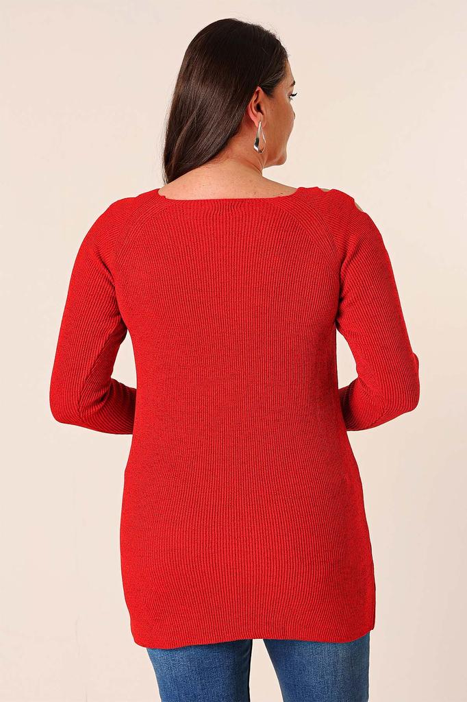 Off-the-Shoulder Plus Size Sports Tunic Sweater