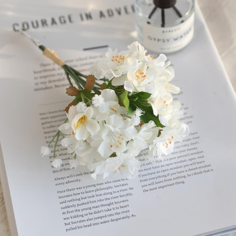 Cherry Blossom Branch Bouquet Short Branch Spring Peach Flower Artificial Flower Home Decoration Small Bouquet