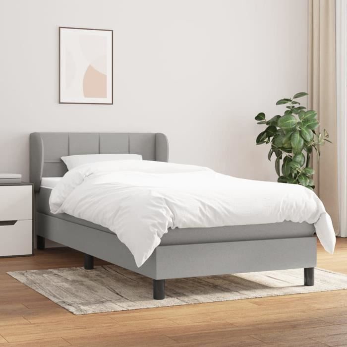 3126205 vidaXL Divan Bed and Mattress Light Grey 90x190 Cm Fabric