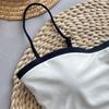 Women One Piece Bikini Vintage High Cut Swimsuit Bandeau Beachwear with Breast