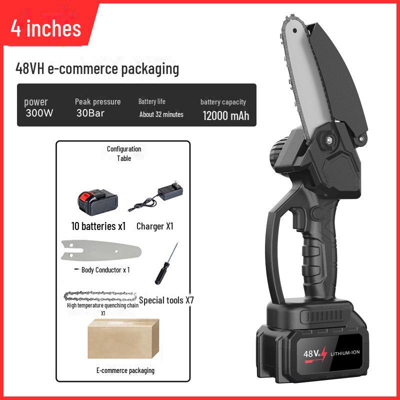 Аккумуляторная мини-электрическая пила для деревообработки — литиевая, для работы одной рукой, беспроводная, для домашнего хозяйства и лесозаготовок на открытом воздухе.