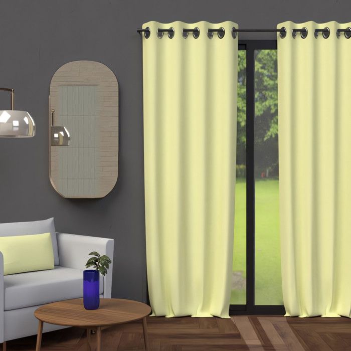 Rideau à oeillets 135x250 cm OCCULTANT vert citron, par Soleil d'Ocre