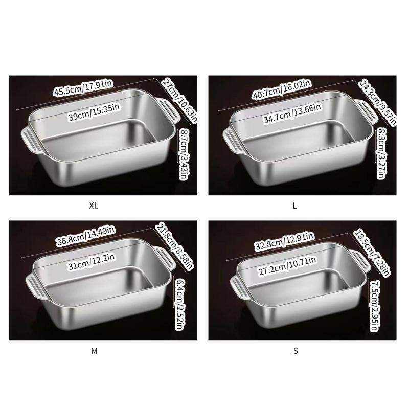 Large Capacity Tray Roasting Tray Roasting Plate Kitchen Bakewares StainIess Steel Material Suitable for Outdoor Picnics