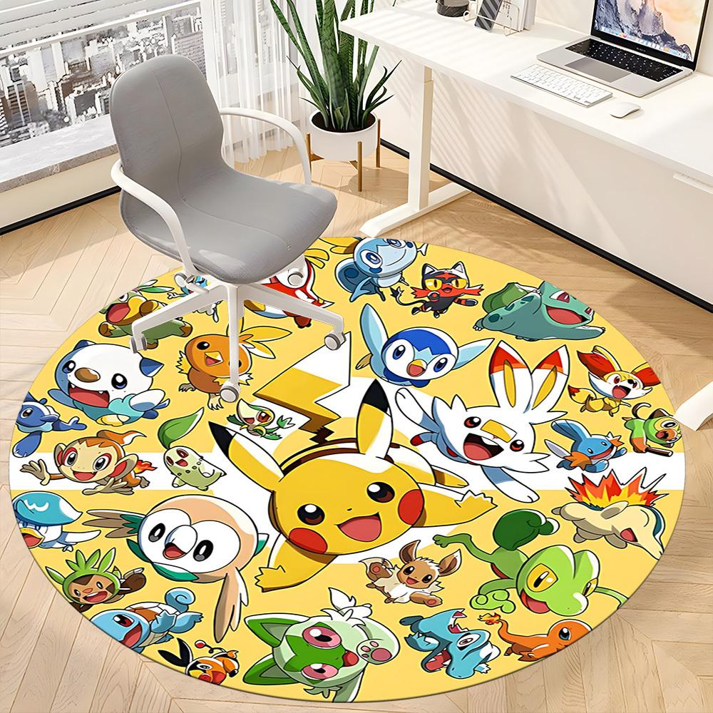 1pcPokemon Characters Office Round Area Rug, Indoor Mat Suitable For Office,Bedroom Living Room Home Decor, Room Deco a0928146