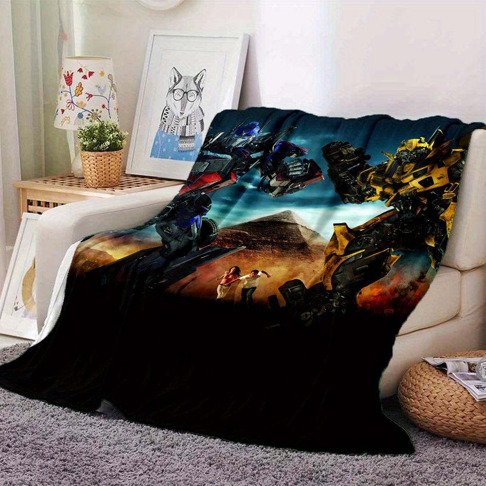 1pc Bumblebee Autobot Digital Printed Flannel Blanket, Super Soft Plush Fleece Bed Cover, Multipurpose Four Seasons Hypoallergenic Quilt for