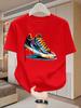 Summer Unisexs Cotton Casual Personalized Trendy Sneakers Graffiti Printed Round Neck Unisexs And Unisexs Short Sleeve Tshirt