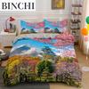Plum Blossom Duvet Cover Collection King Pink Flower Quilt Cover For Girls Microfiber Branches Printed Bedding Collection