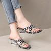 Leopard High Heels Shoes Women Sandals Party Pointed Toe Dress Shoes Summer Slippers 2024 Designer Mules New Female Pumps Slides