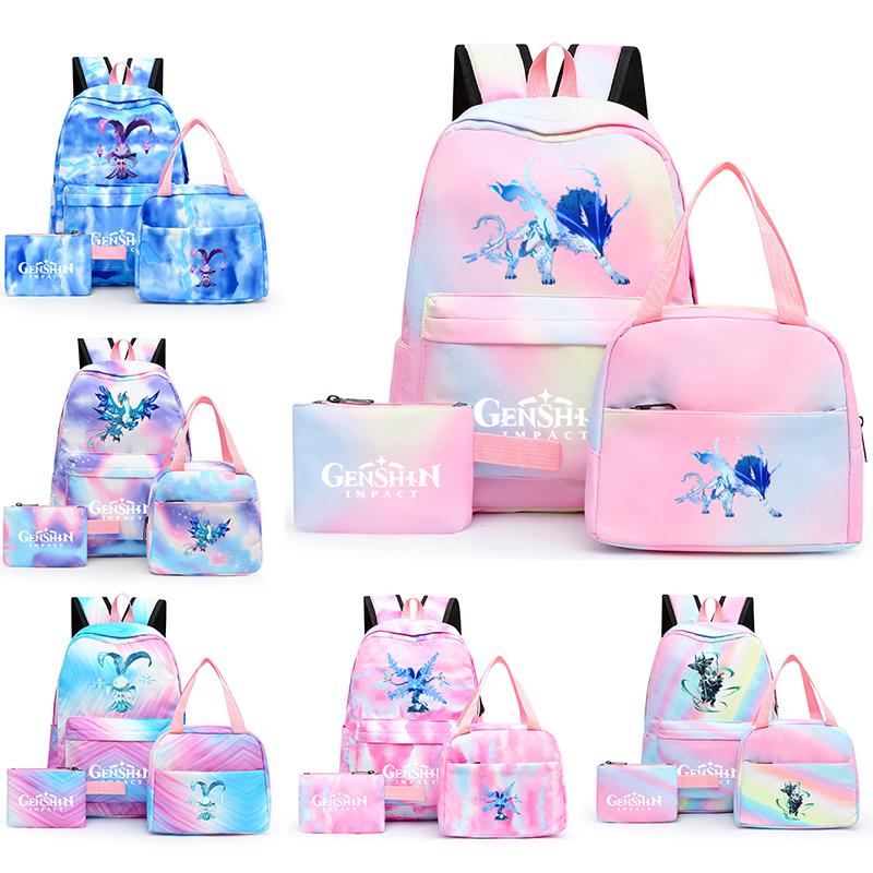 3Pcs/set Anime Girl Backpack Set School Students Kawaii Back To School Backpack Boy Children Lunch Bags Pencil Box