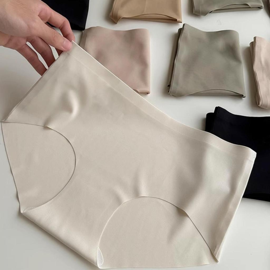 6Pcs/Set Women Seamless Panties Female Mixed Color Underwear Sexy Ice Silk Comfortable Mid Waist Underpants Girls Briefs Invisible Lingerie