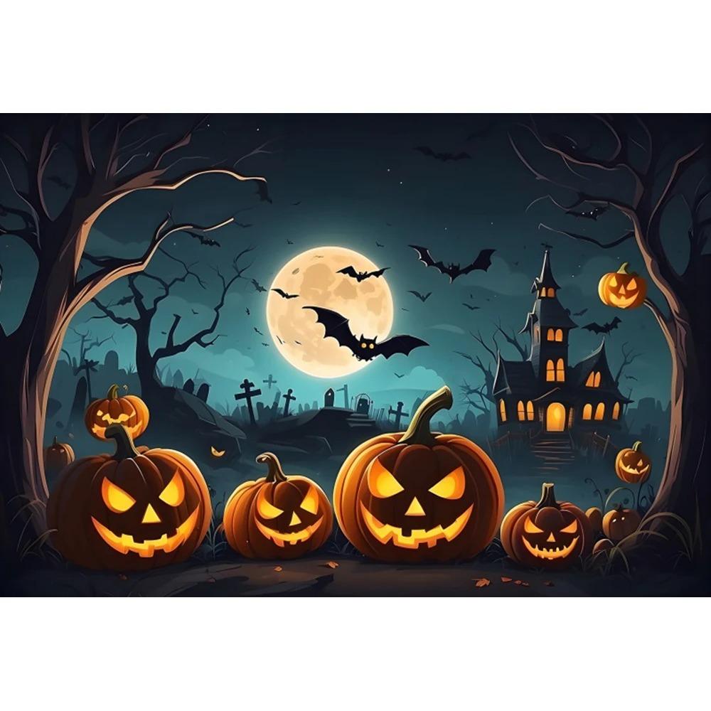 Счастливого Хэллоуина вечеринка украшение подвесная ткань ужас луна тыква ведьма летучая мышь замок фотостудия фон ткань