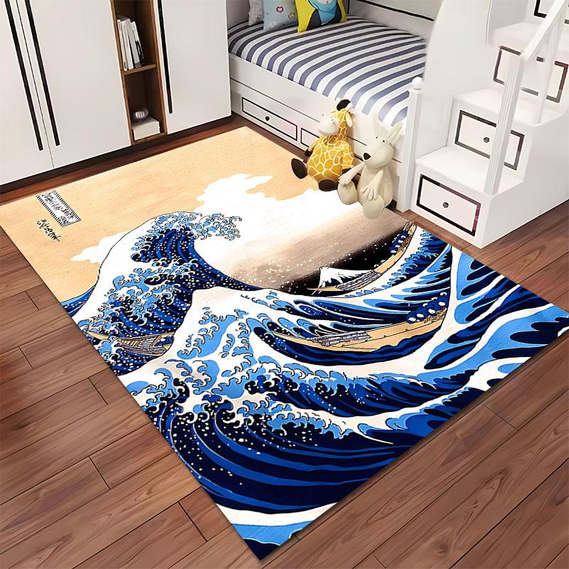 Great Wave Off Kanagawa Style suitable as a non-slip mat for the living room or bedroom sofa