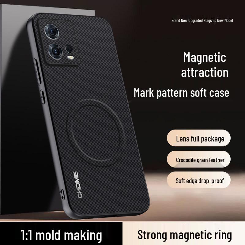 Полностью закрывающий защитный чехол для телефона Motorola S30 Pro с магнитной застежкой и текстурой под марку