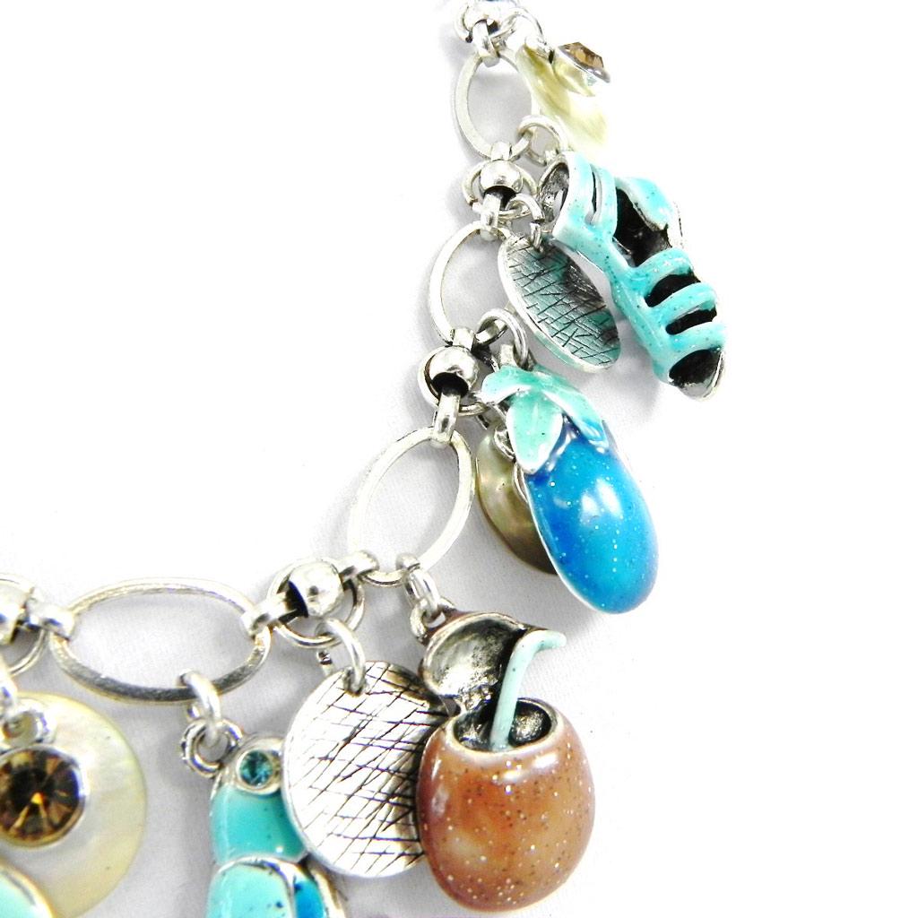 NOA [H2410] - Дизайнерское колье 'Sous Les Tropiques' бирюзово-коричневого цвета