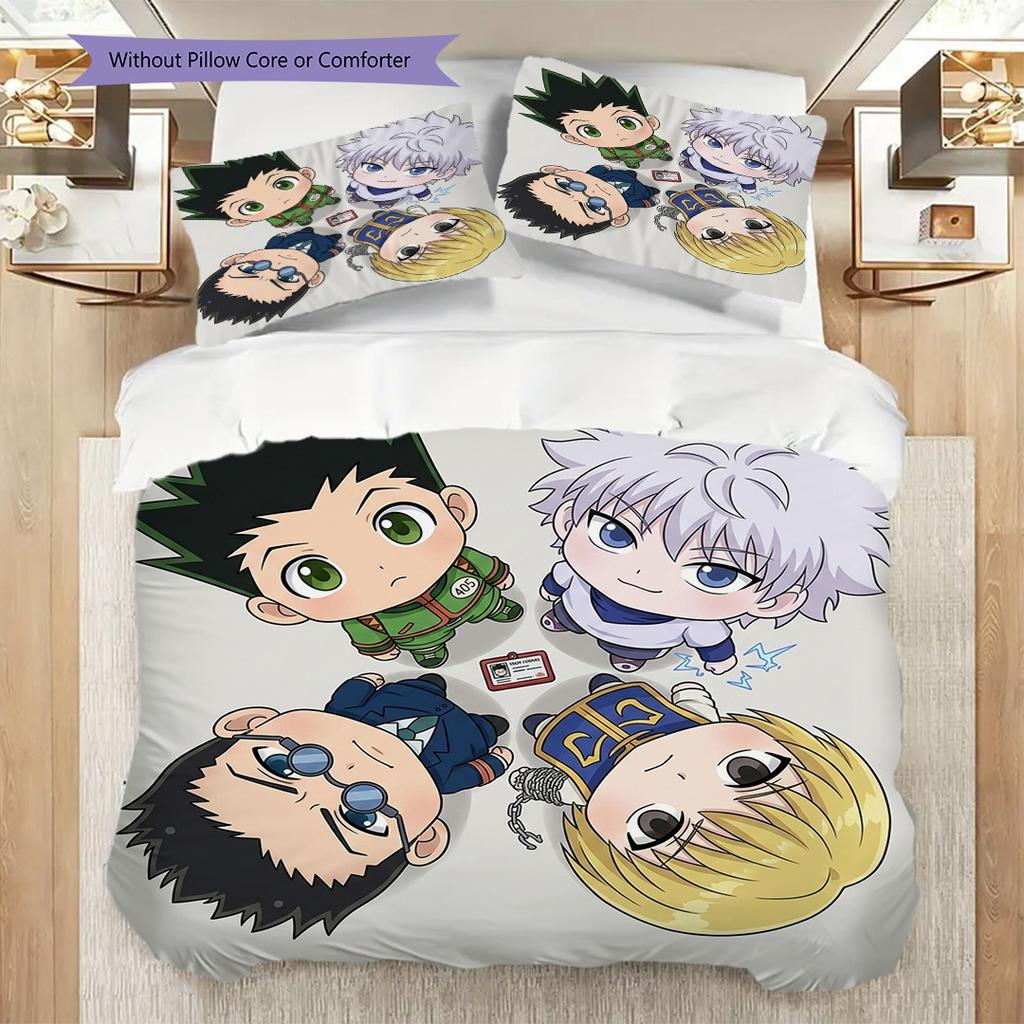 Комплект постельного белья с узором Hunter × Hunter: пододеяльник и наволочки. Повседневное постельное белье для спальни. Подарок для фаната-kwq434