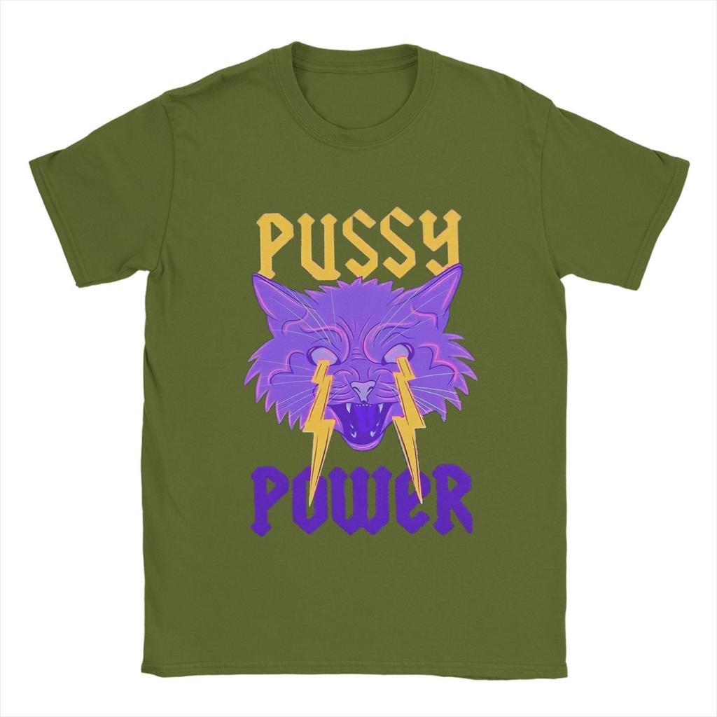 Casual T-Shirt Beach Pussy Power Trendy Cool T-Shirts Funny Cotton Tee Shirt for Men Aesthetic Printed Short Sleeve Top Tees