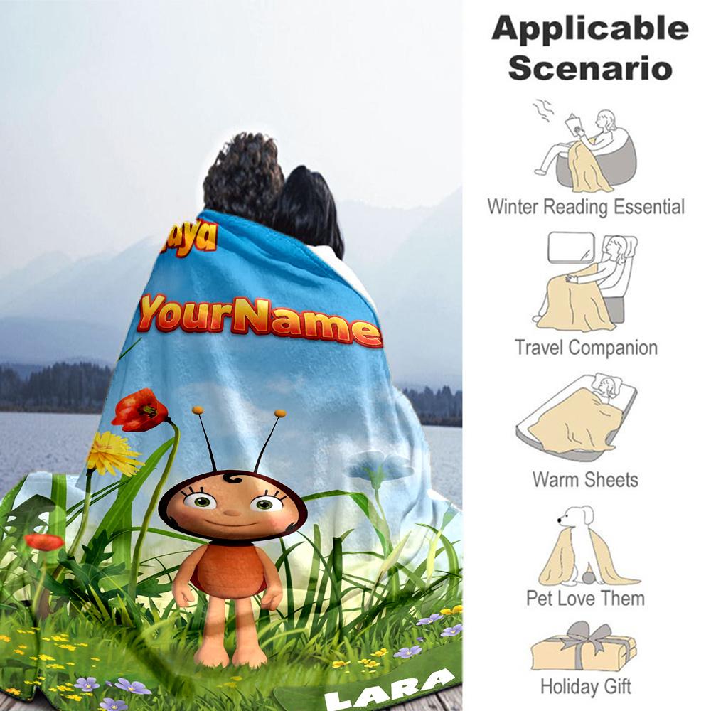 Biene Maja Personalized Name Blanket Lightweight Personalized Blanket Ultra-Soft Suitable for Livingroom Seaside Office Chair Chair All-Season Use