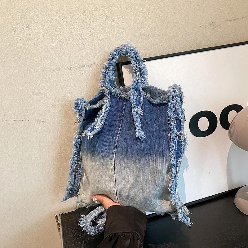 Вместительные джинсовые молодежные сумки через плечо для женщин, универсальные сумки через плечо, простые подвесные сумки, высокое качество, новые