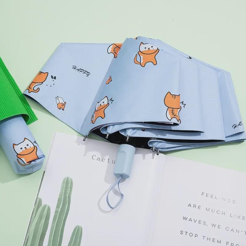 Женский складной зонт с рисунком – защита от ультрафиолета, студенческий солнцезащитный зонт для дождливых и солнечных дней с индивидуальным логотипом