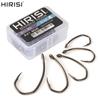 Hirisi 8041 50 шт. Рыболовный крючок с покрытием PTFE из высокоуглеродистой нержавеющей стали, антикоррозийный, острый, с бородкой, с ушком, для рыболовных аксессуаров