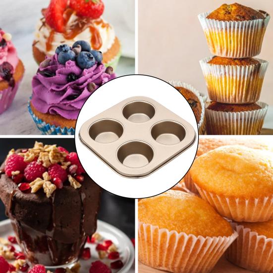 Muffin Pan Carbon Steel Cupcake Pan Nonstick Heavy Duty Easy To Clean 4/6 Cup Waffles Baking Mold for Parties