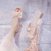 Fashion Woman Slippers Wedding Slides With Bow Sandals Outside Shoes For Women Heeled Summer 2024 Top Designs Premium But Cheap 39