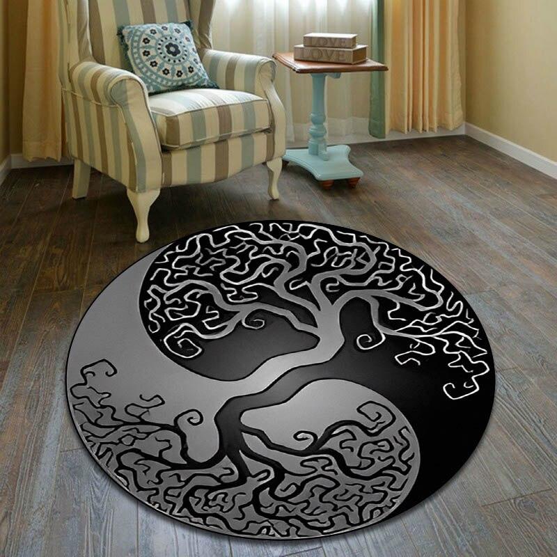 Modern Yin and Yang Round Carpet Gossip Round Carpet Living Room Bedroom Carpet Non-slip Carpet Photography Props Birthday Gift