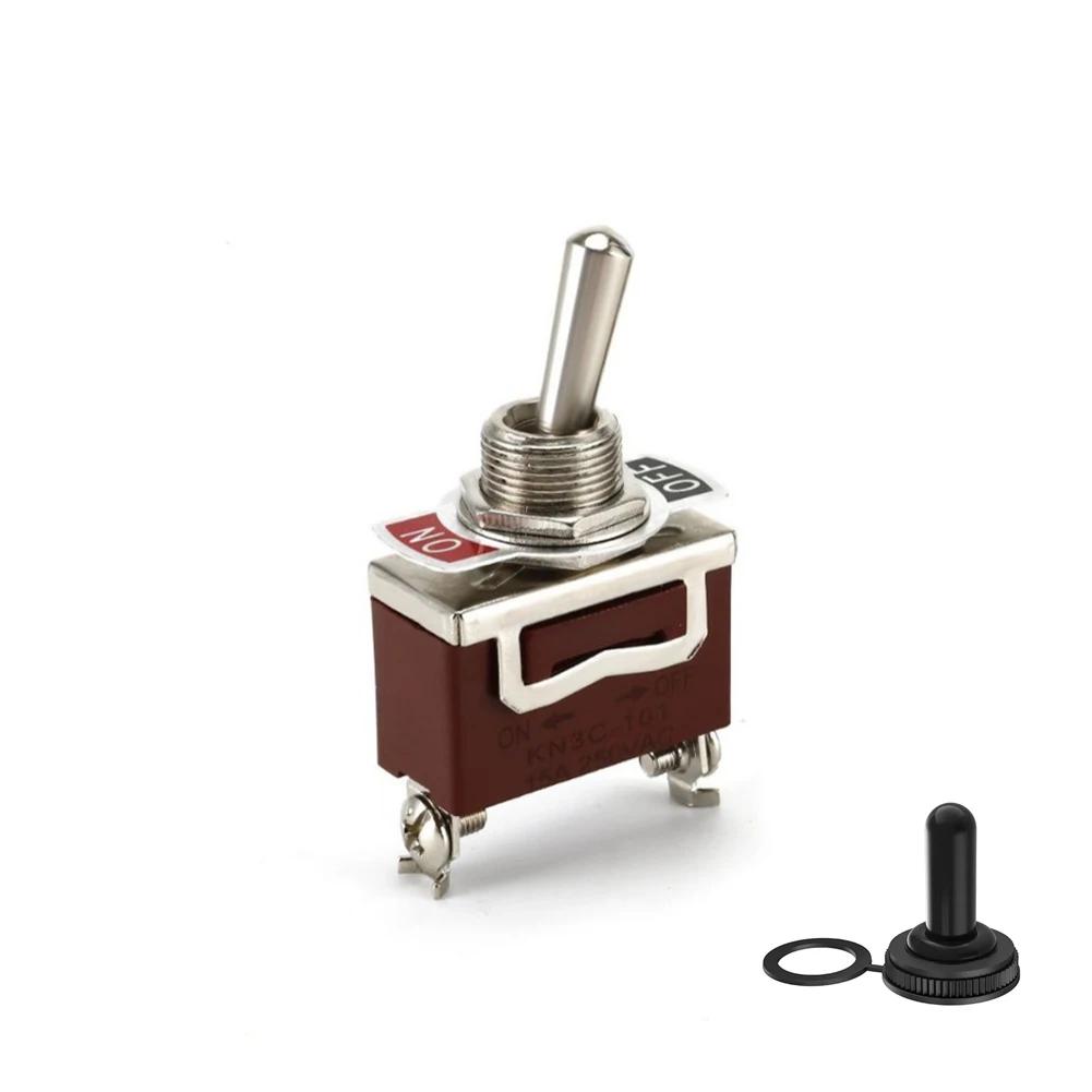 Тумблеры SPST ВКЛ/ВЫКЛ с клеммами DC12V-24V, 2 контакта, 2 положения, автомобильный тумблер-качалка с водонепроницаемым колпачком для лодки