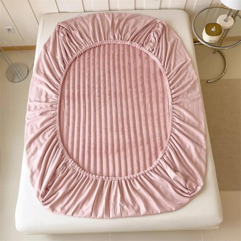 3шт/1комплект (1xПростыня+2xНаволочки)Зимний теплый бархатный чехол для матраса, плюшевая утолщенная домашняя простыня на резинке, флисовая роскошная двуспальная простыня