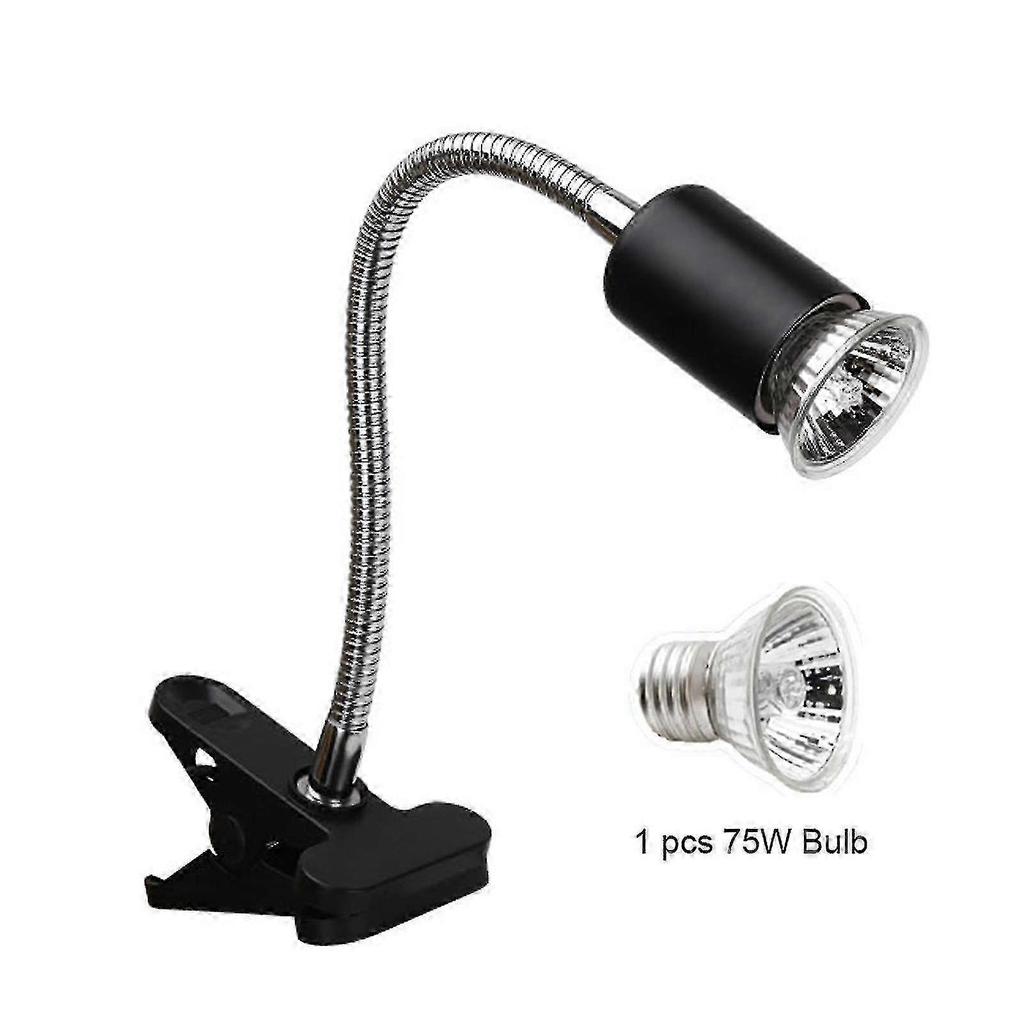 75w Reptile Heat Lamp Tortoise Heat Lamp Basking Lamp Heater Adjustable With Clip For Reptiles Lizard Turtle Aquarium Bulb Included Black Black Eu 75w