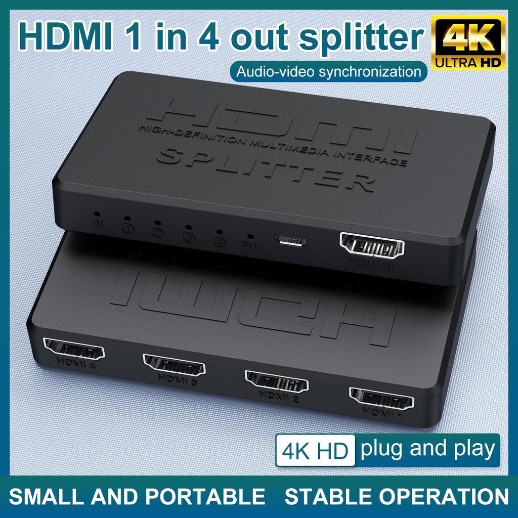 1 In 4 Out 4K HDMI Splitter Switcher HD-MI Switch Adapter 4port Hub 1080P Video Distributor for TV PC Laptop Monitor Projector