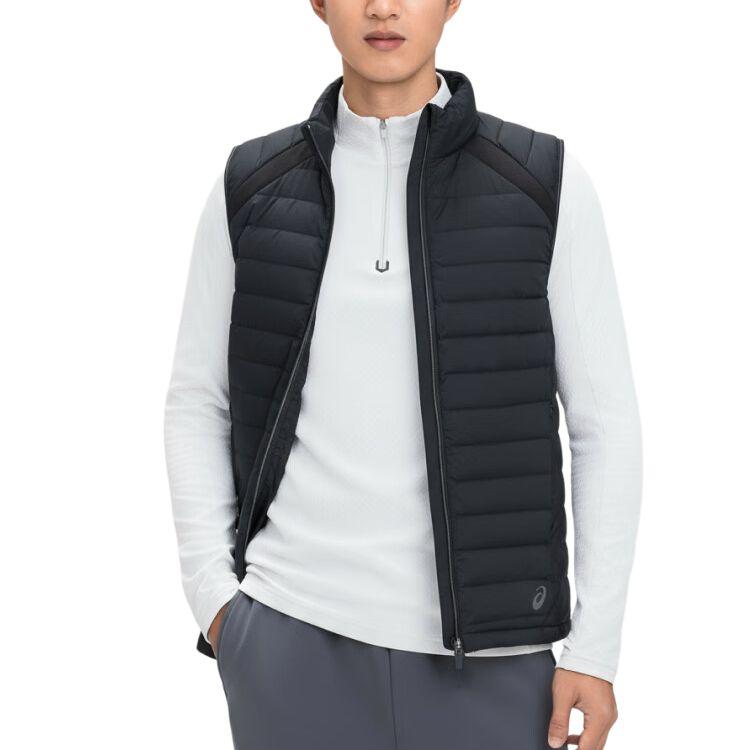 Men's ASICS Down Vests Men's Black Stand Collar Moderate Other